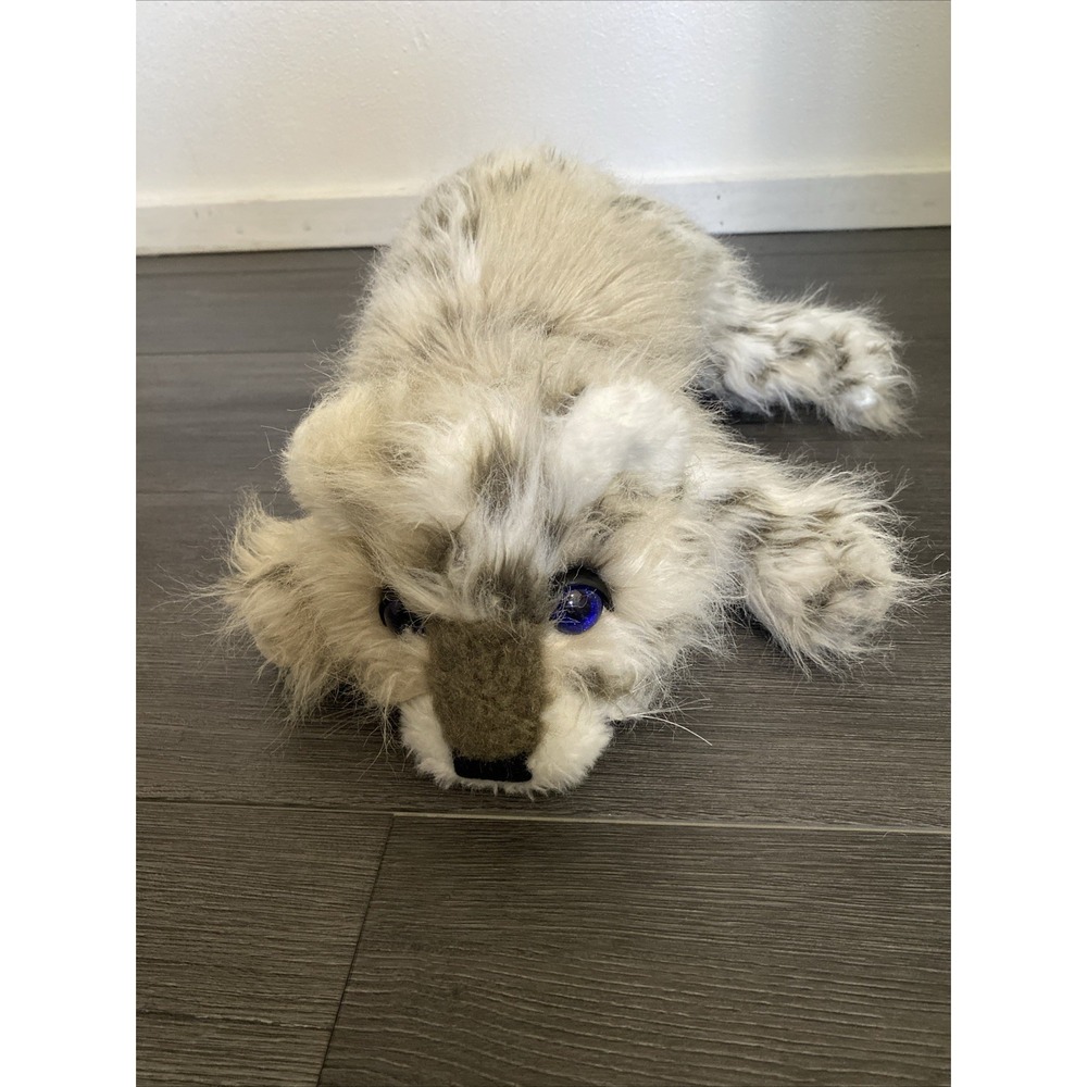 Folkmanis Spotted Snow Leopard Cub Plush 15" 24" Hand Puppet Blue Eyes